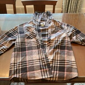 Burton Black and Tan Plaid Mens Button Down sweatshirt
